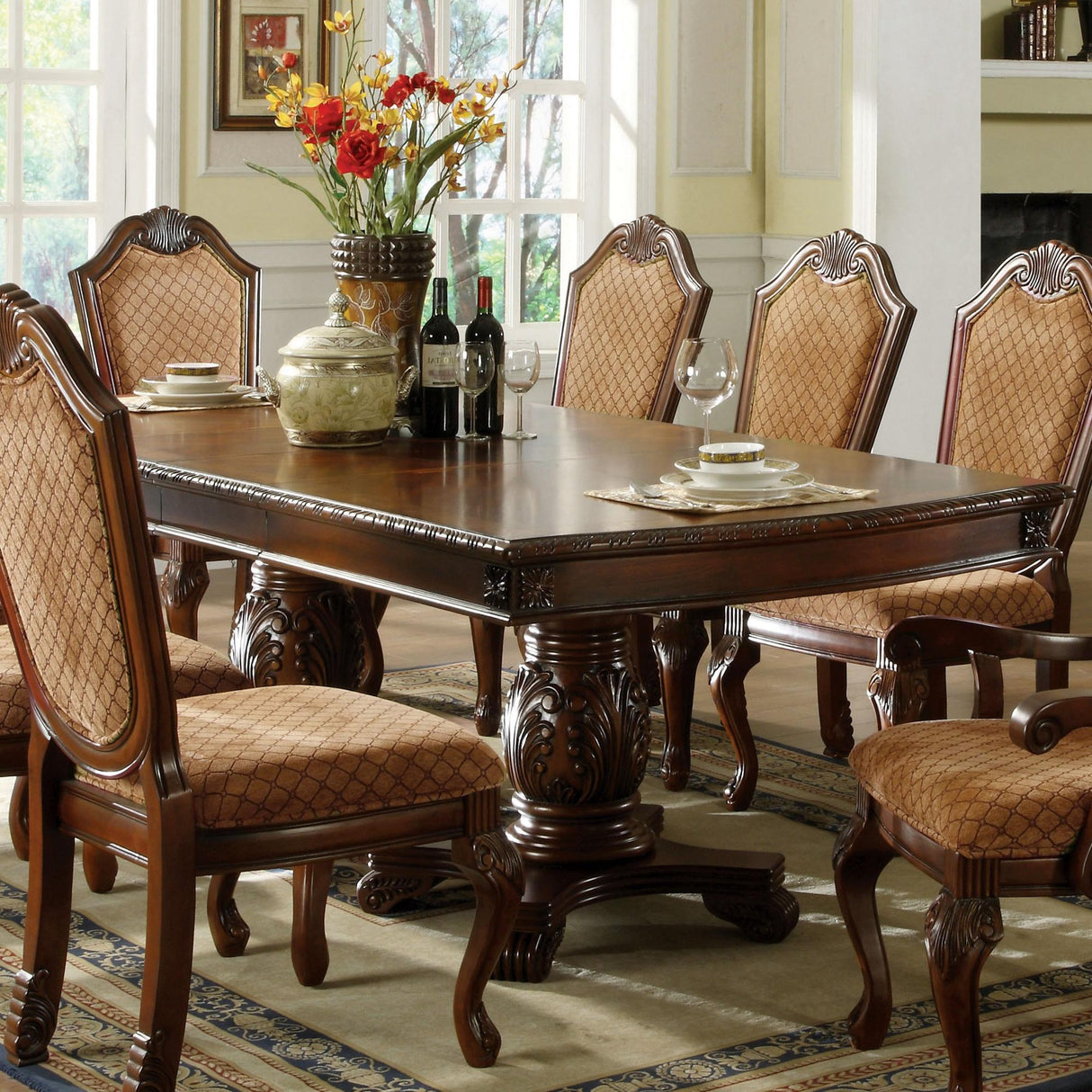 Furniture of America Napa Valley Dining Table with Pedestal Base CM3005T-TABLE IMAGE 1