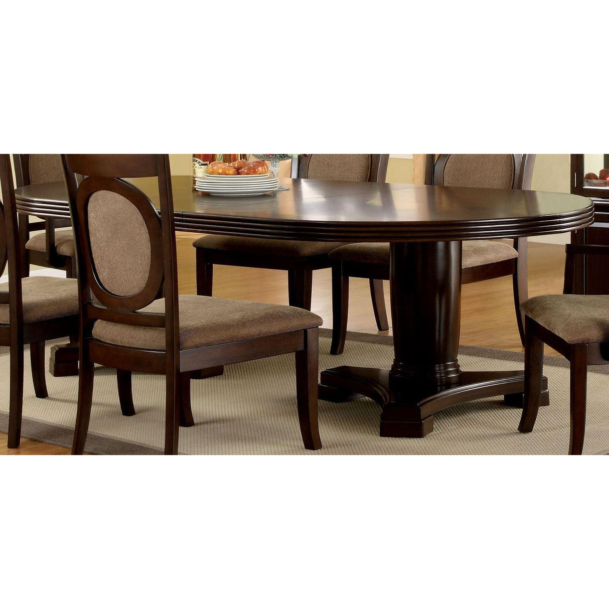 Furniture of America Evelyn Dining Table with Pedestal Base CM3418T-TABLE IMAGE 2