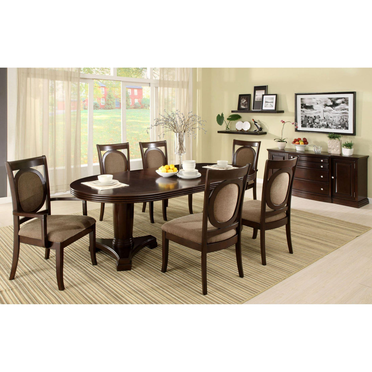 Furniture of America Evelyn Dining Table with Pedestal Base CM3418T-TABLE IMAGE 4