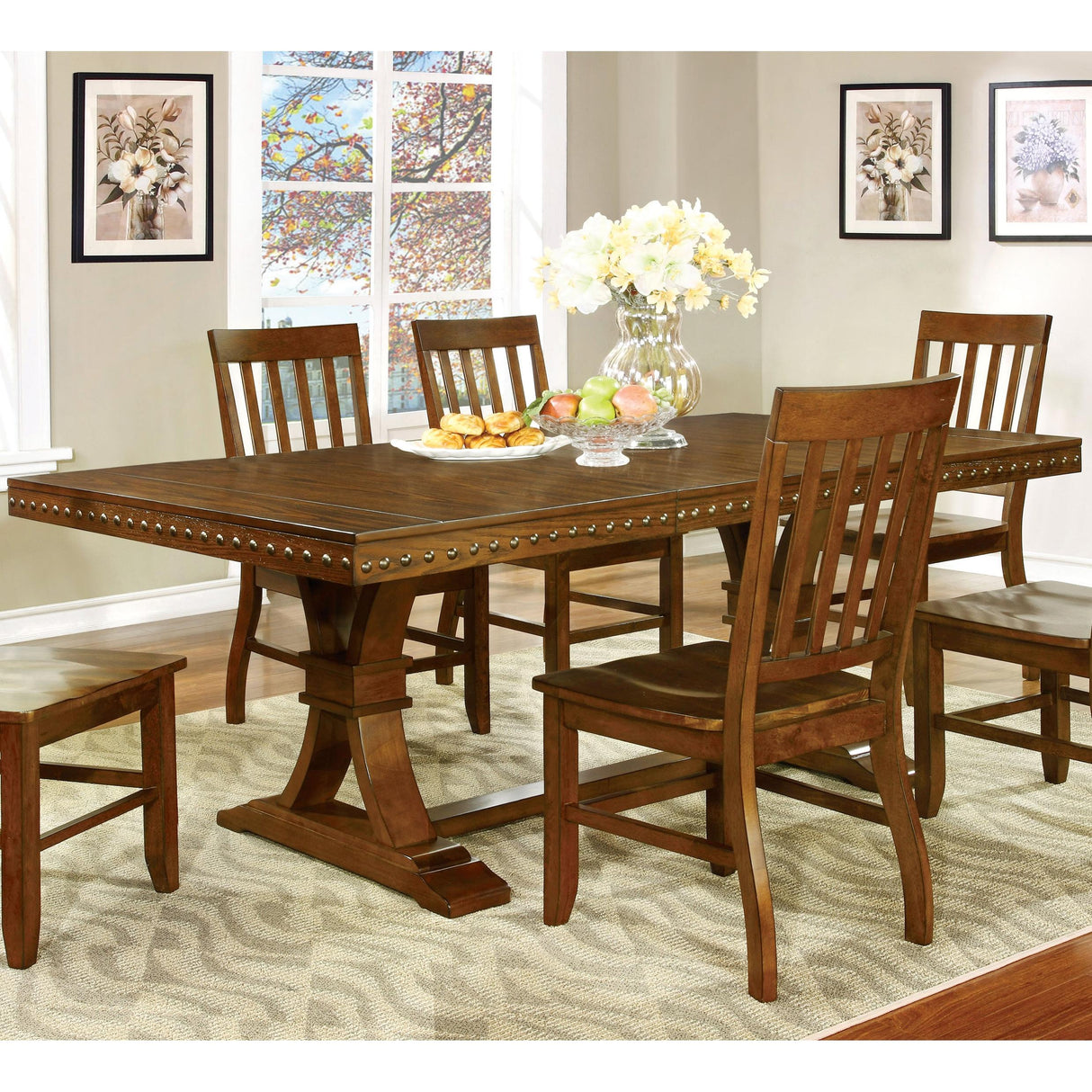 Furniture of America Foster I Dining Table with Pedestal Base CM3437T-TABLE IMAGE 1