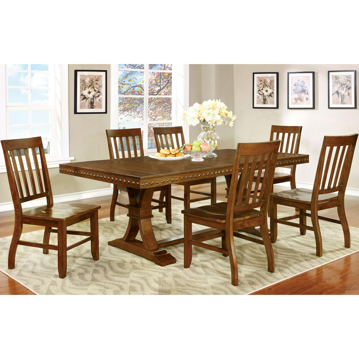 Furniture of America Foster I Dining Table with Pedestal Base CM3437T-TABLE IMAGE 3