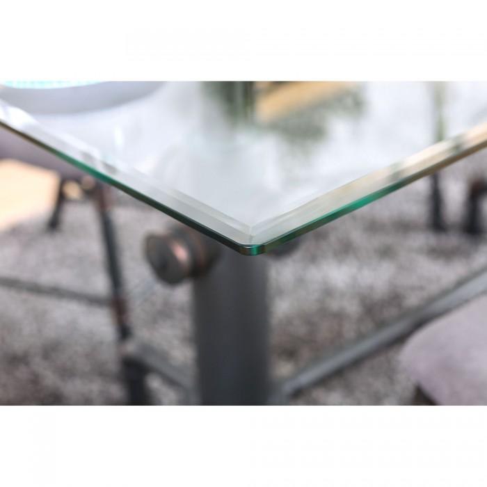 Furniture of America Flaherty Dining Table with Glass Top & Trestle Base CM3366T-TABLE IMAGE 2