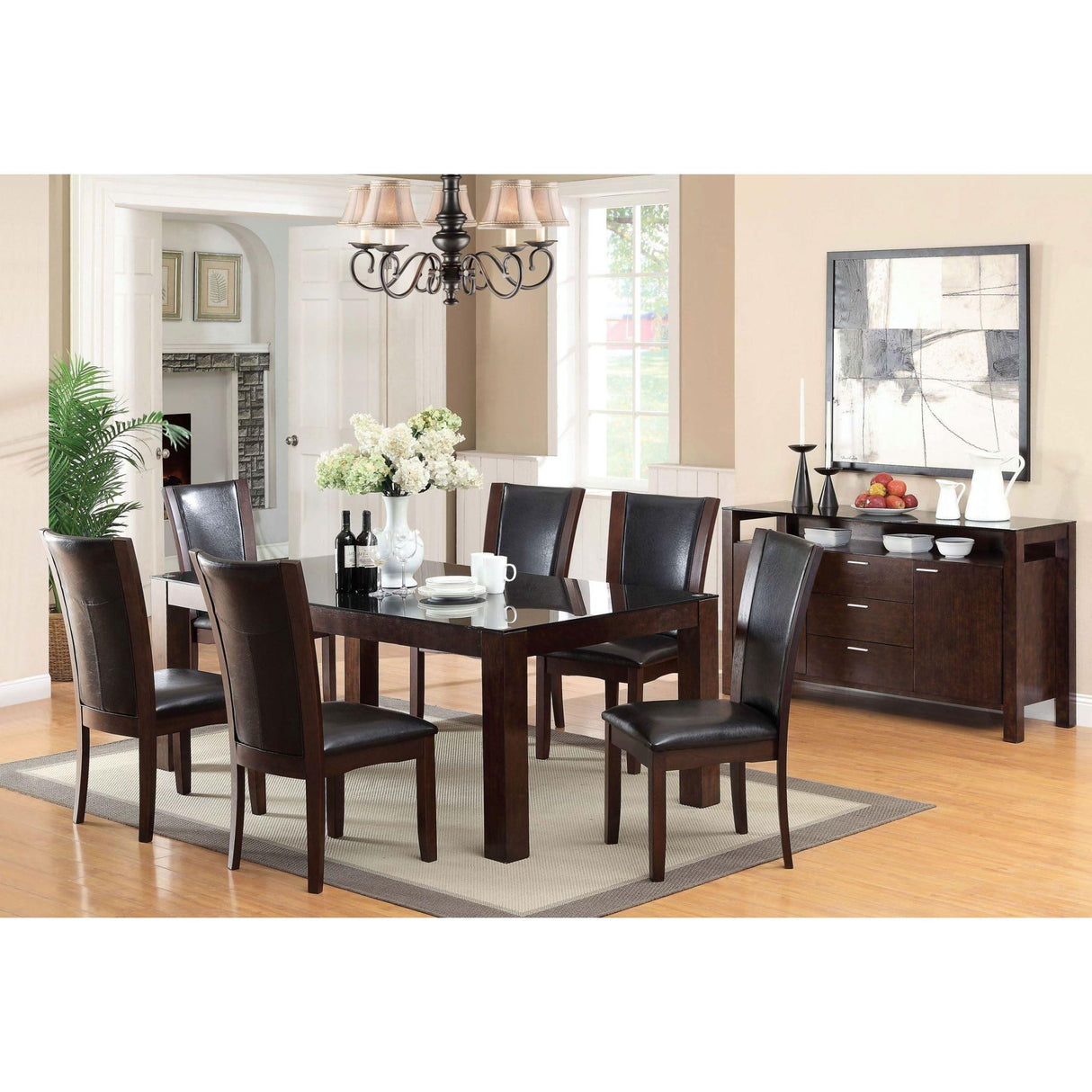 Furniture of America Astoria I Dining Table with Glass Top CM3062T-TABLE IMAGE 3
