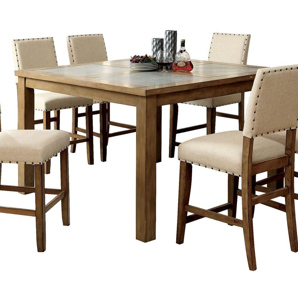 Furniture of America Square Melston II Counter Height Dining Table with Stone Top CM3531PT IMAGE 1