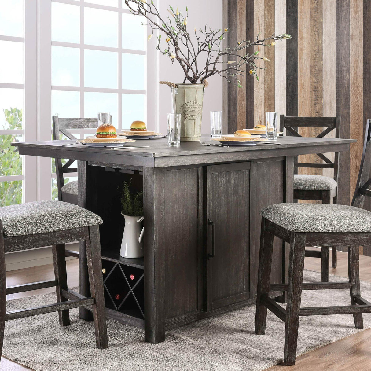 Furniture of America Faulkton Counter Height Dining Table with Pedestal Base CM3391PT-TABLE IMAGE 1