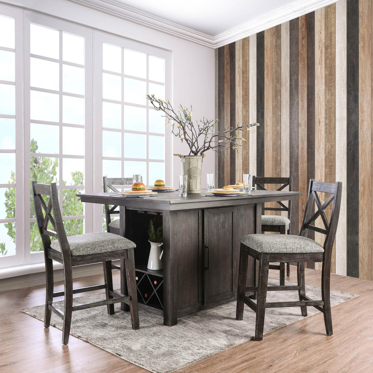 Furniture of America Faulkton Counter Height Dining Table with Pedestal Base CM3391PT-TABLE IMAGE 7