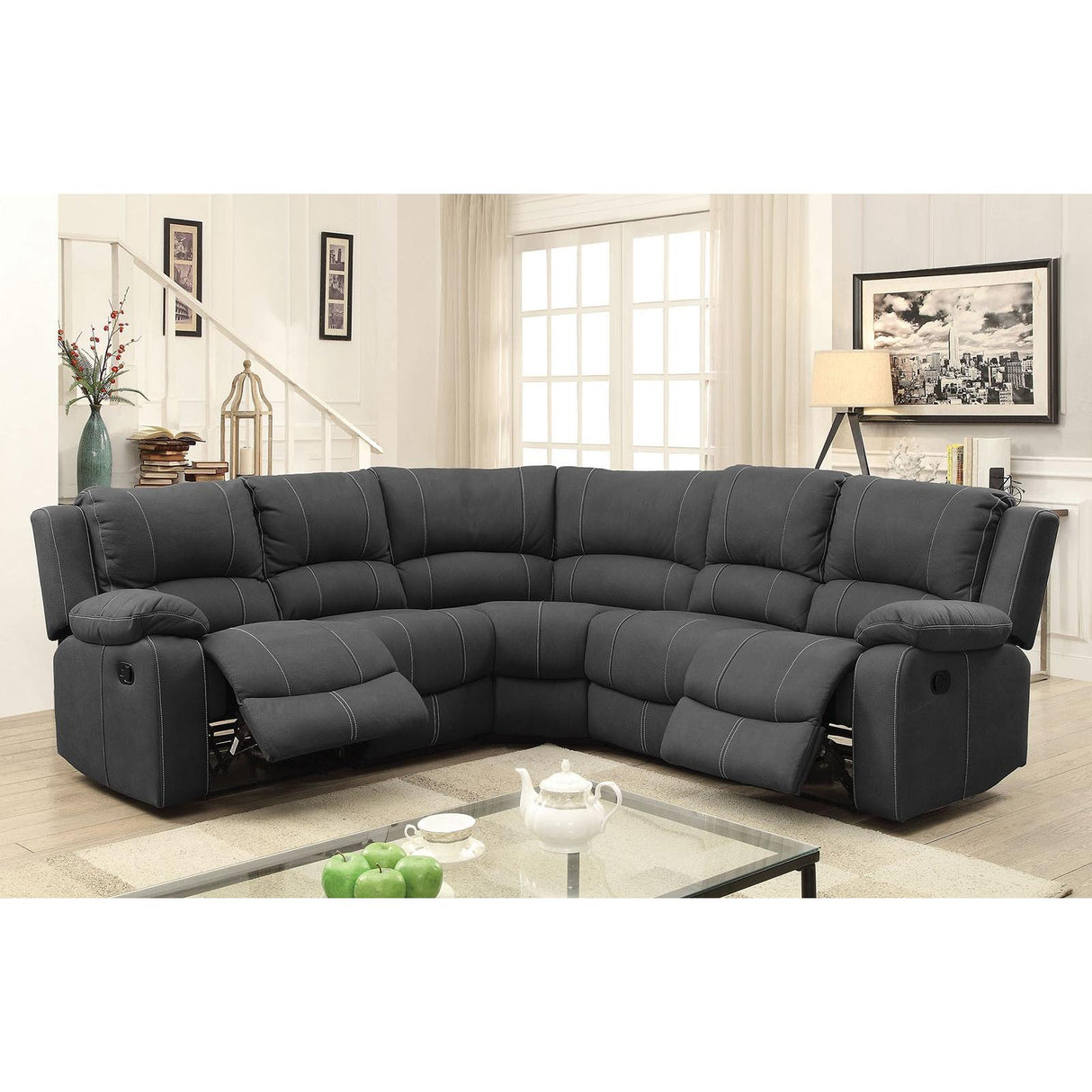 Furniture of America Monique Reclining Fabric 3 pc Sectional CM6519-SECT IMAGE 1