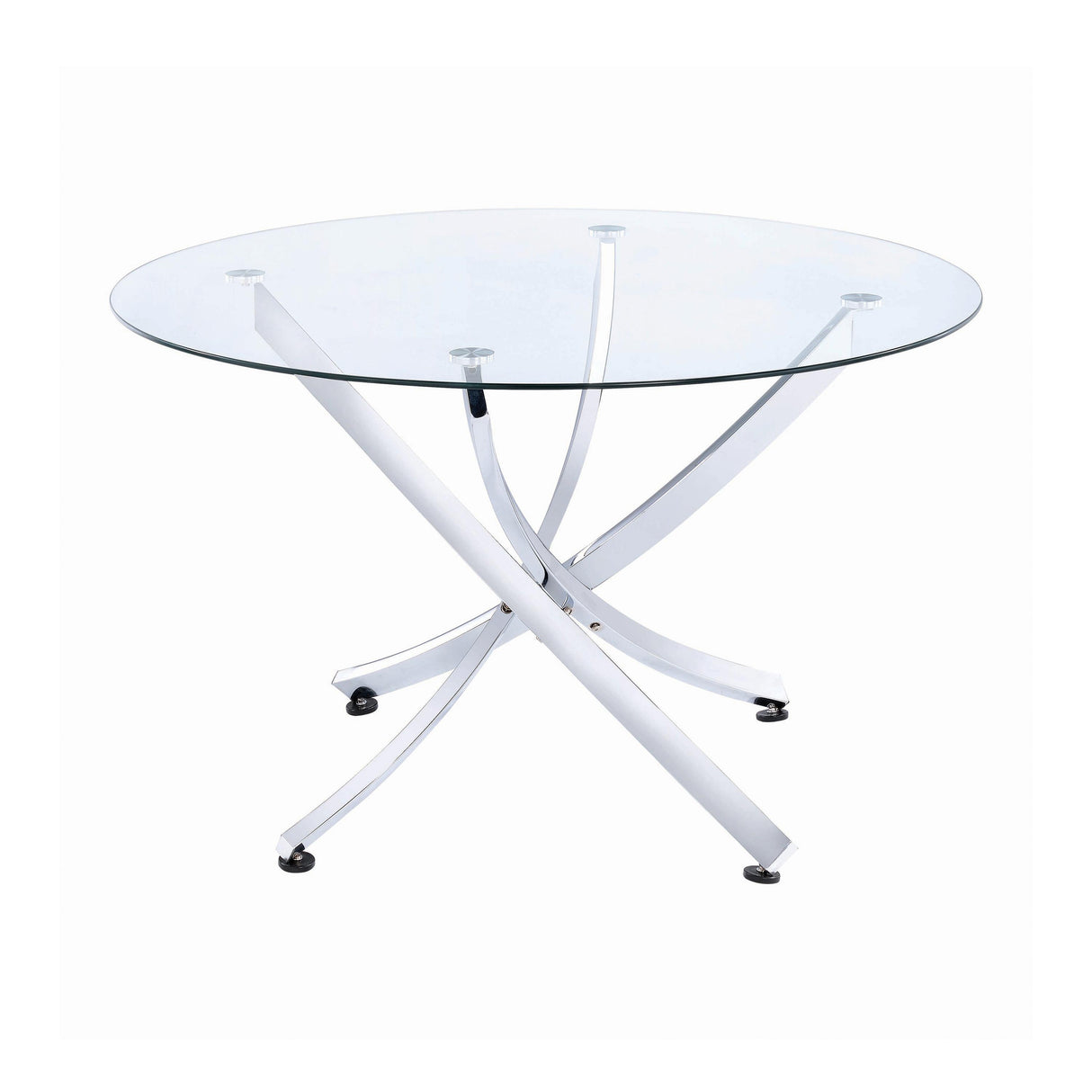 Coaster Furniture Beckham 106440 Round 46-inch Glass Top Dining Table - Chrome IMAGE 1