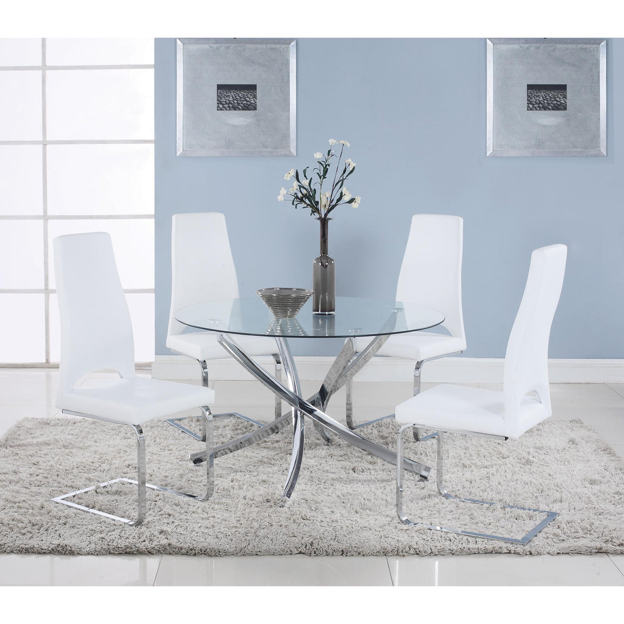 Coaster Furniture Beckham 106440 Round 46-inch Glass Top Dining Table - Chrome IMAGE 2