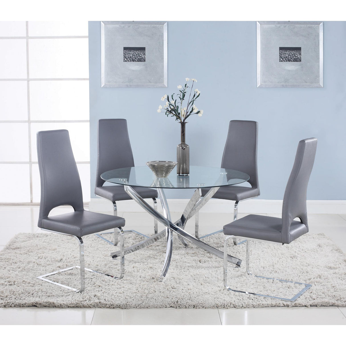 Coaster Furniture Beckham 106440 Round 46-inch Glass Top Dining Table - Chrome IMAGE 3