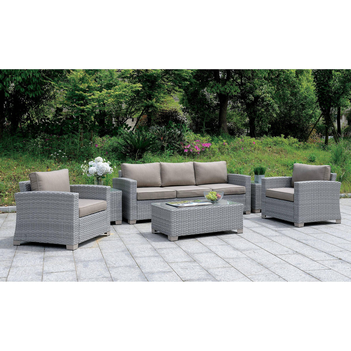 Furniture of America Brindsmade CM-OS1842GY-SET 6 pc Patio Set W/ Coffee Table & 2 End Tables IMAGE 1