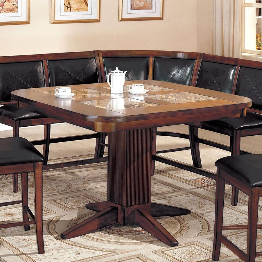 Furniture of America Square Living Stone II Counter Height Dining Table with Marble Top and Pedestal Base CM3568PT-TABLE IMAGE 1