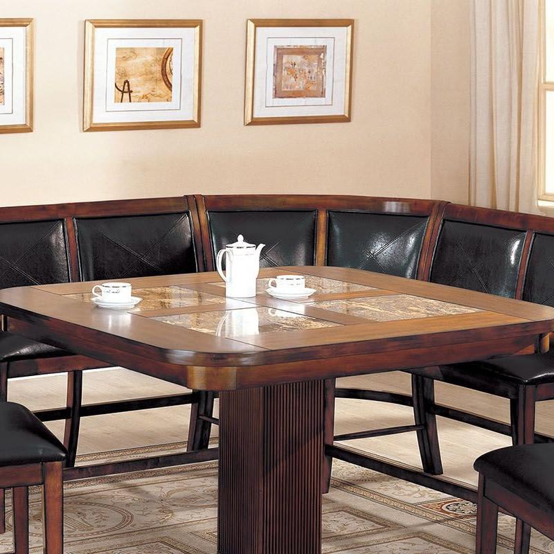 Furniture of America Square Living Stone II Counter Height Dining Table with Marble Top and Pedestal Base CM3568PT-TABLE IMAGE 2