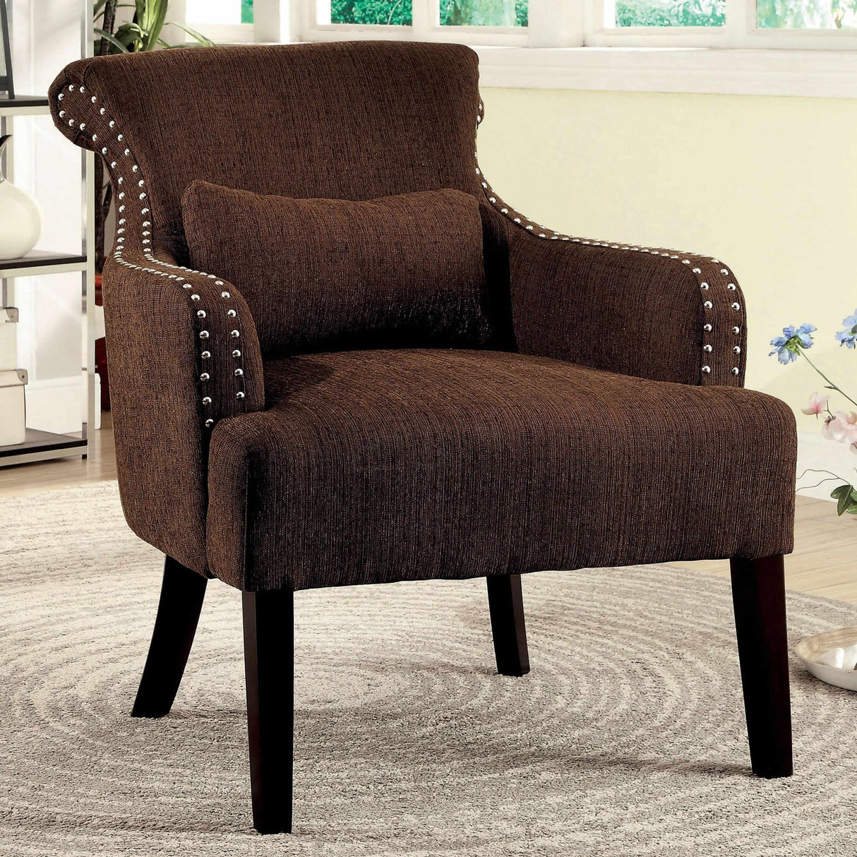 Furniture of America Agalva Stationary Fabric Accent Chair CM-AC6113BR IMAGE 1