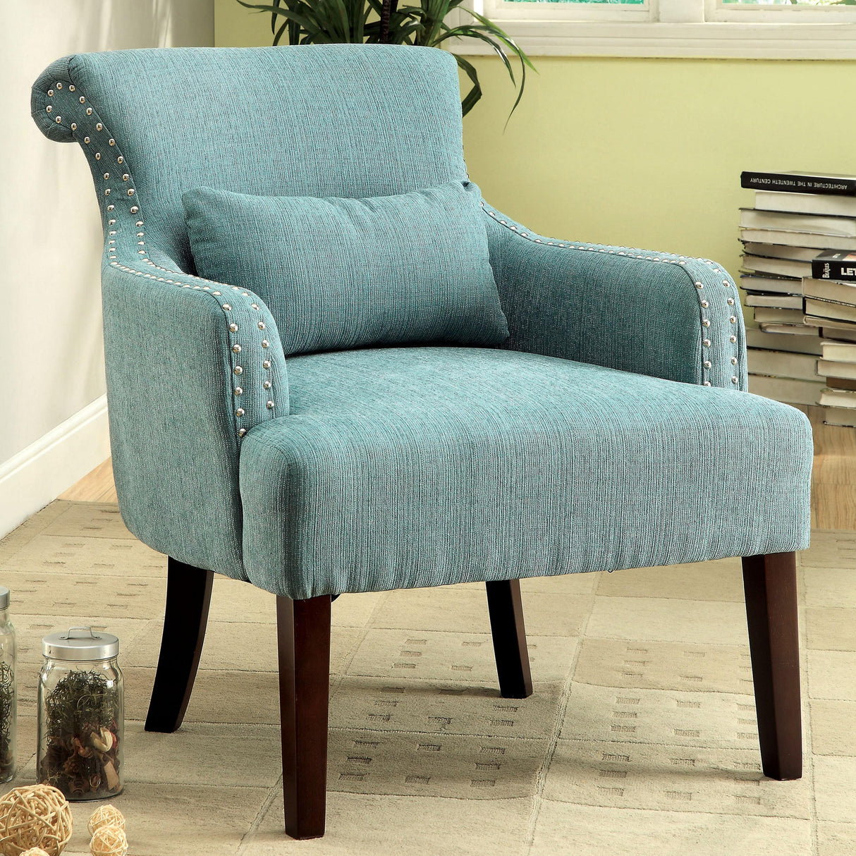 Furniture of America Agalva Stationary Fabric Accent Chair CM-AC6113BL IMAGE 1