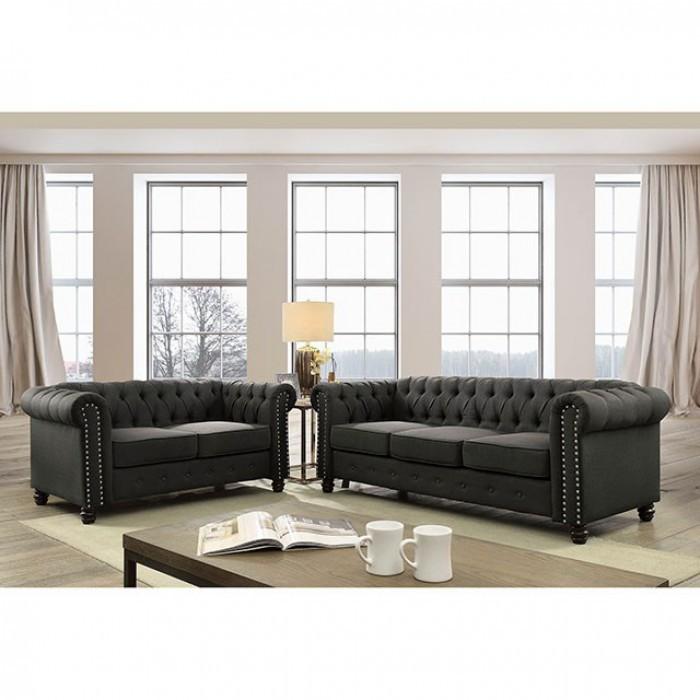 Furniture of America Winifred Stationary Fabric Loveseat CM6342GY-LV-PK IMAGE 4