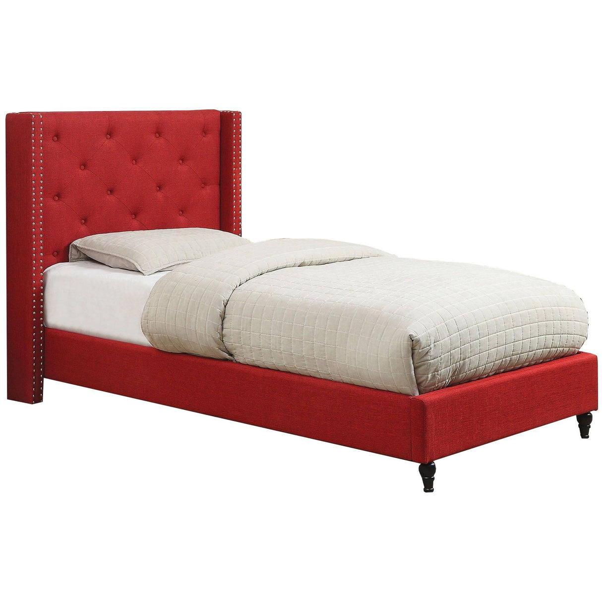 Furniture of America Anabelle Twin Upholstered Panel Bed CM7677RD-T-BED IMAGE 1