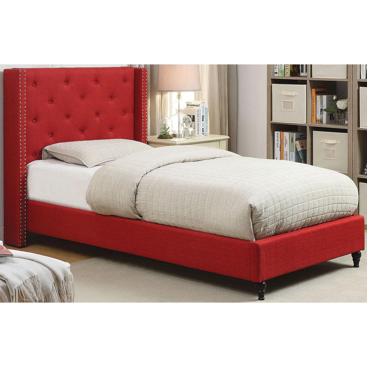 Furniture of America Anabelle Twin Upholstered Panel Bed CM7677RD-T-BED IMAGE 2