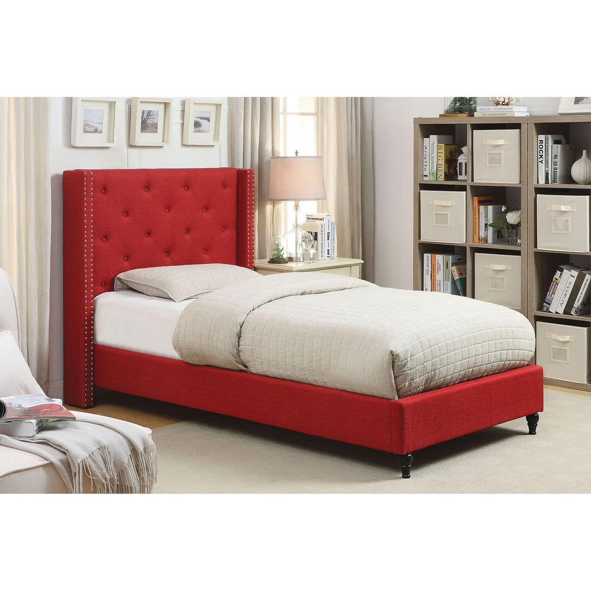 Furniture of America Anabelle Twin Upholstered Panel Bed CM7677RD-T-BED IMAGE 5