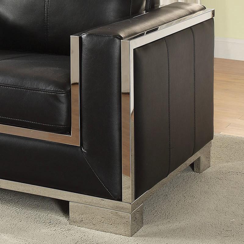 Furniture of America Monika Stationary Leather Look Sofa CM6423BK-SF IMAGE 3