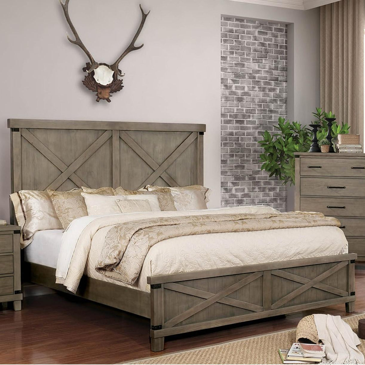 Furniture of America Bianca King Panel Bed CM7734GY-EK-BED IMAGE 1