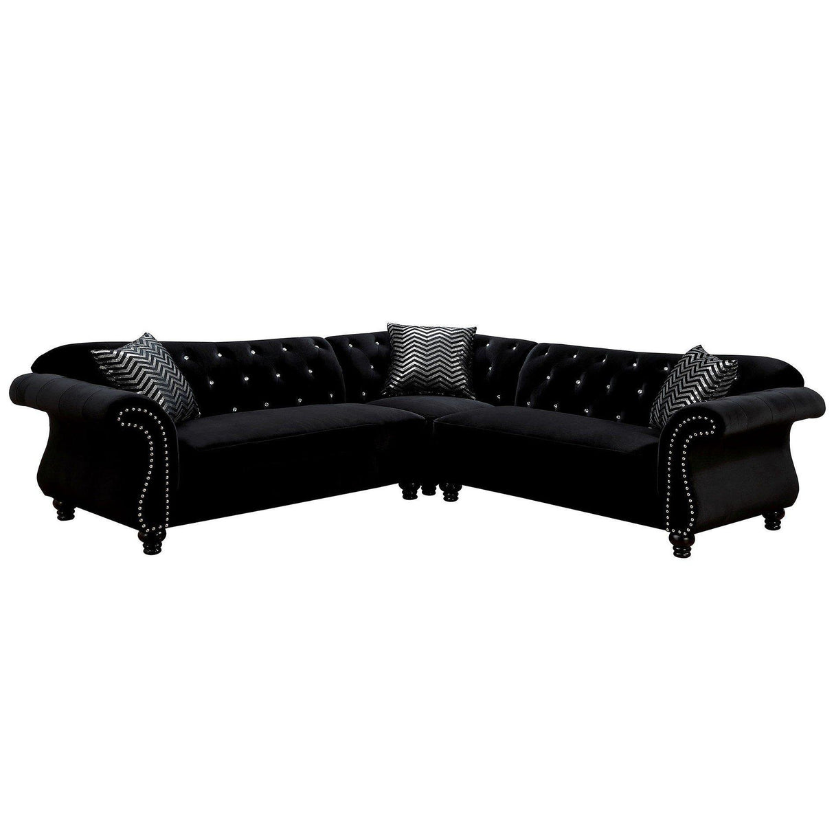 Furniture of America Jolanda Fabric 3 pc Sectional CM6158BK-SET IMAGE 1