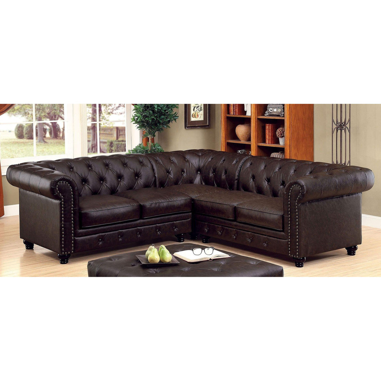 Furniture of America Stanford II Leather Look 3 pc Sectional CM6270BR-SET IMAGE 1