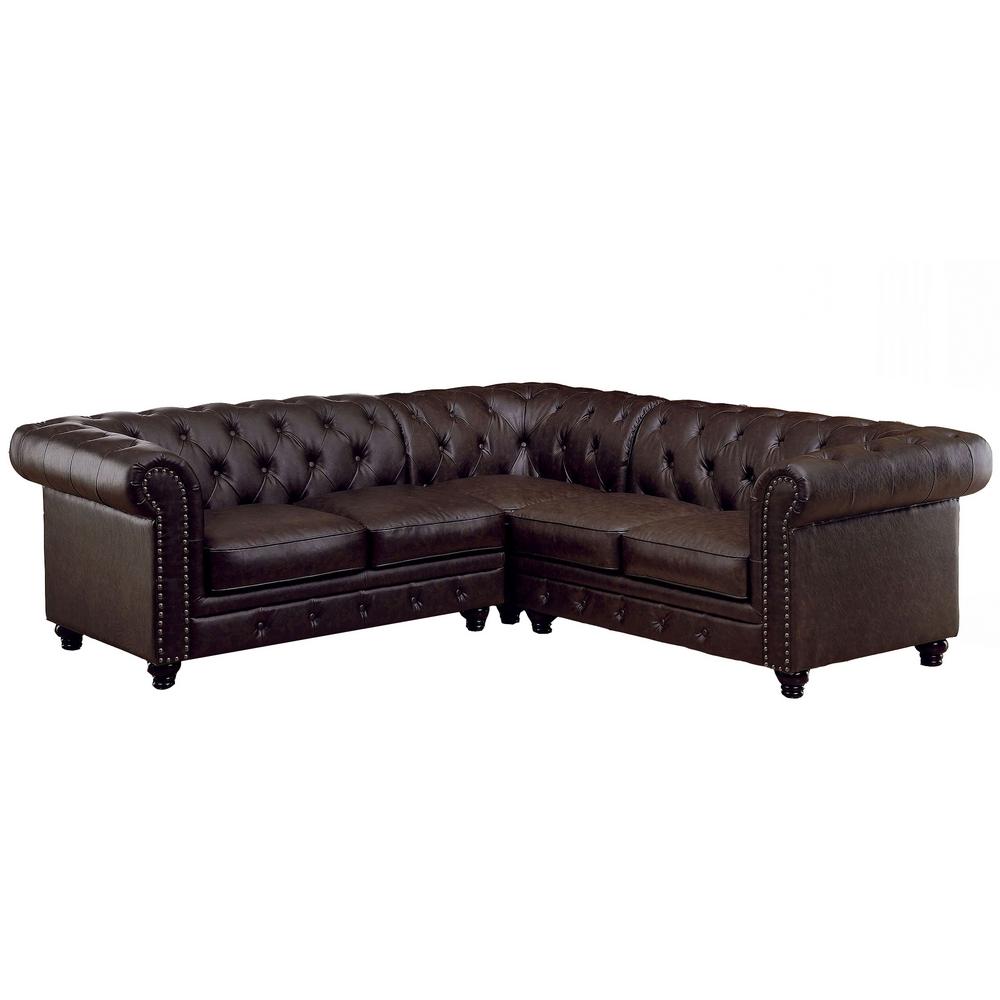 Furniture of America Stanford II Leather Look 3 pc Sectional CM6270BR-SET IMAGE 2