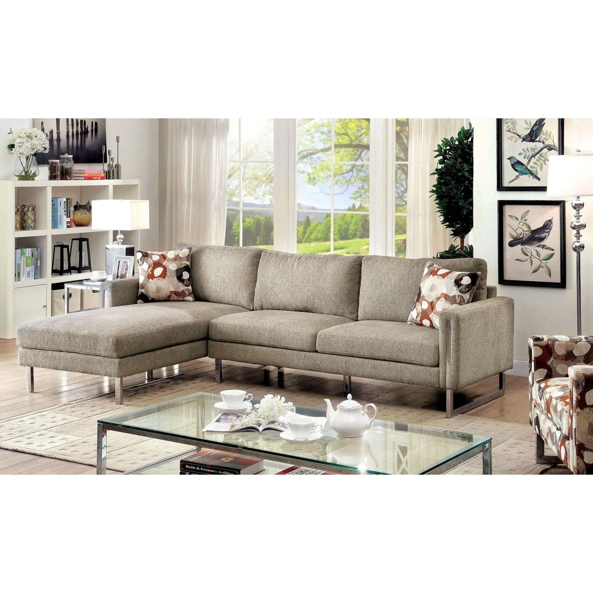 Furniture of America Lauren I Fabric 2 pc Sectional CM6856-SECTIONAL IMAGE 1