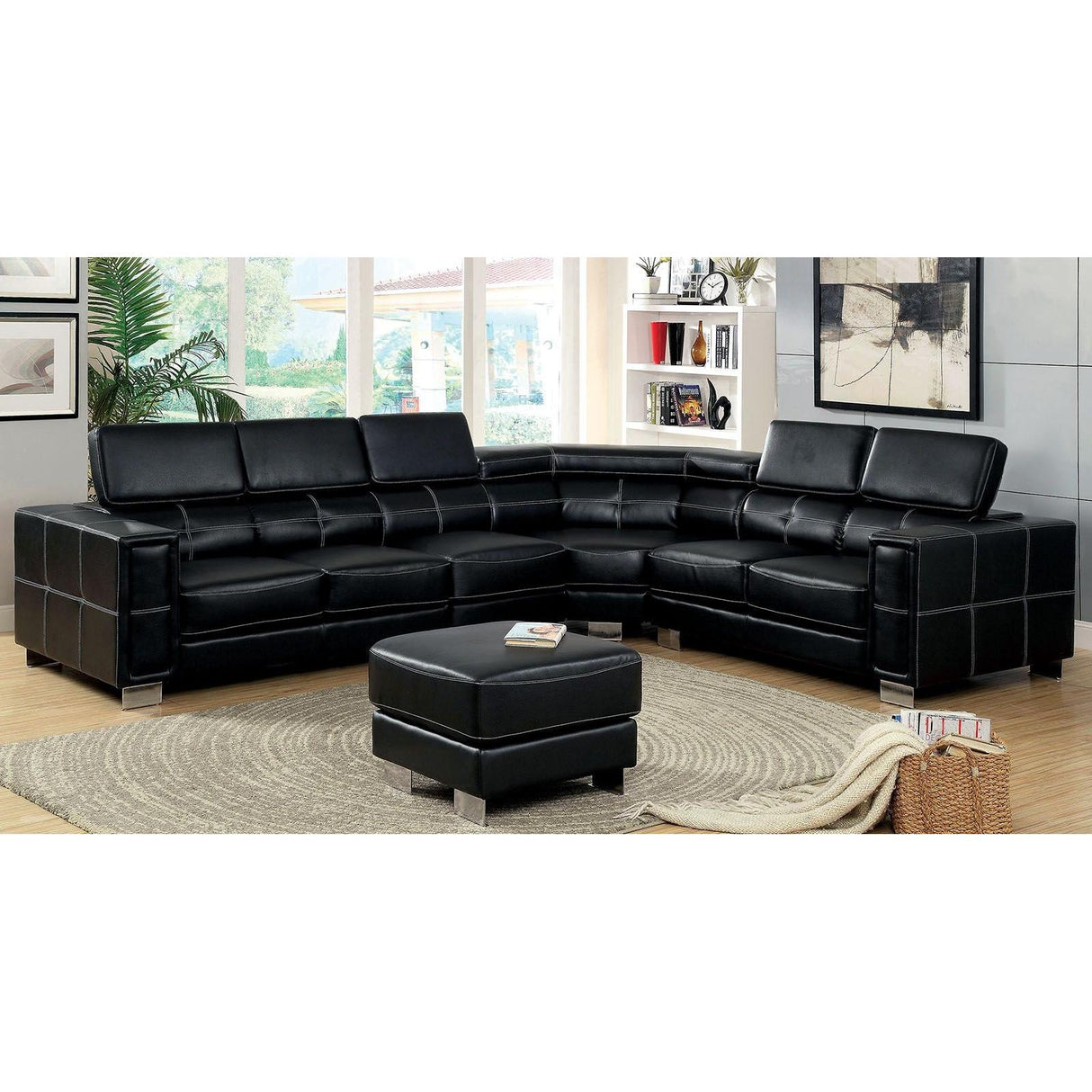 Furniture of America Garzon Bonded Leather Match 4 pc Sectional CM6719-SET IMAGE 1
