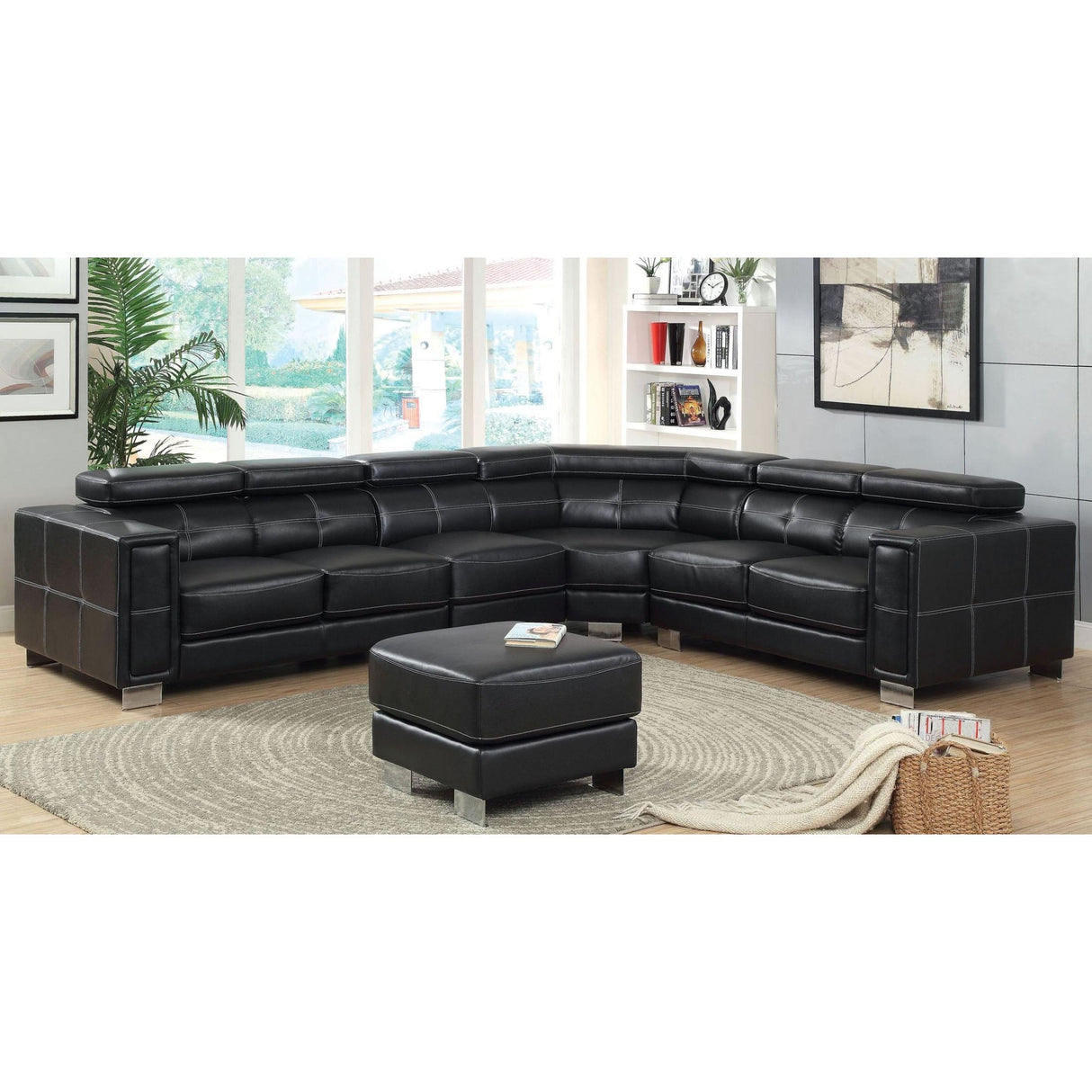 Furniture of America Garzon Bonded Leather Match 4 pc Sectional CM6719-SET IMAGE 2