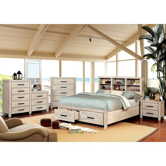 Furniture of America Strasburg King Bookcase Bed with Storage CM7384WH-EK-BED IMAGE 2