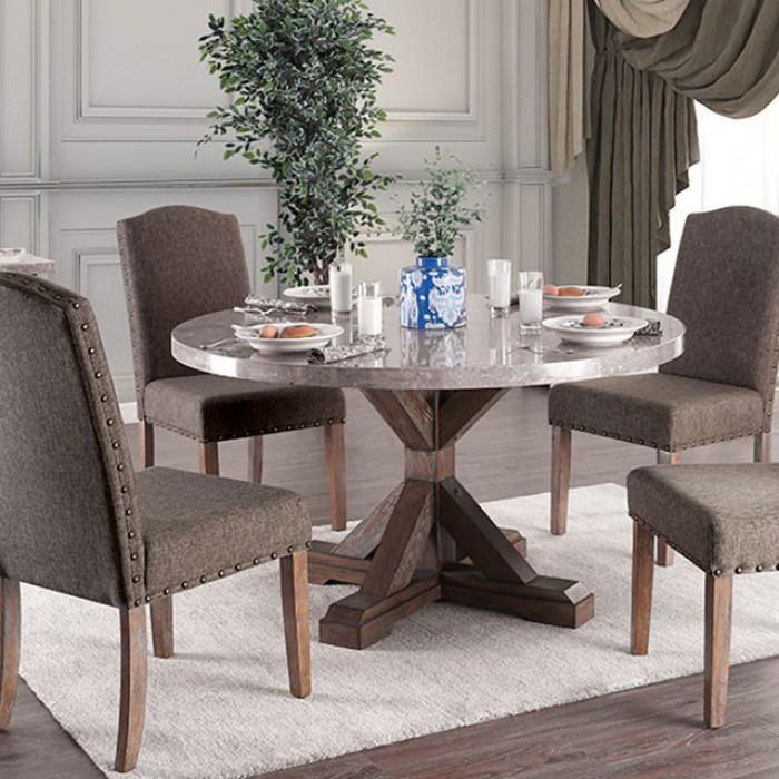 Furniture of America Round Bridgen Dining Table with Pedestal Base CM3429RT-TABLE IMAGE 1