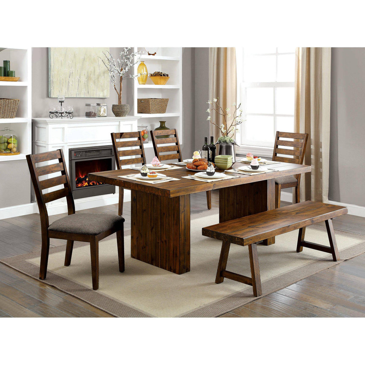 Furniture of America Kirsty Dining Table with Pedestal Base CM3821T-TABLE IMAGE 4