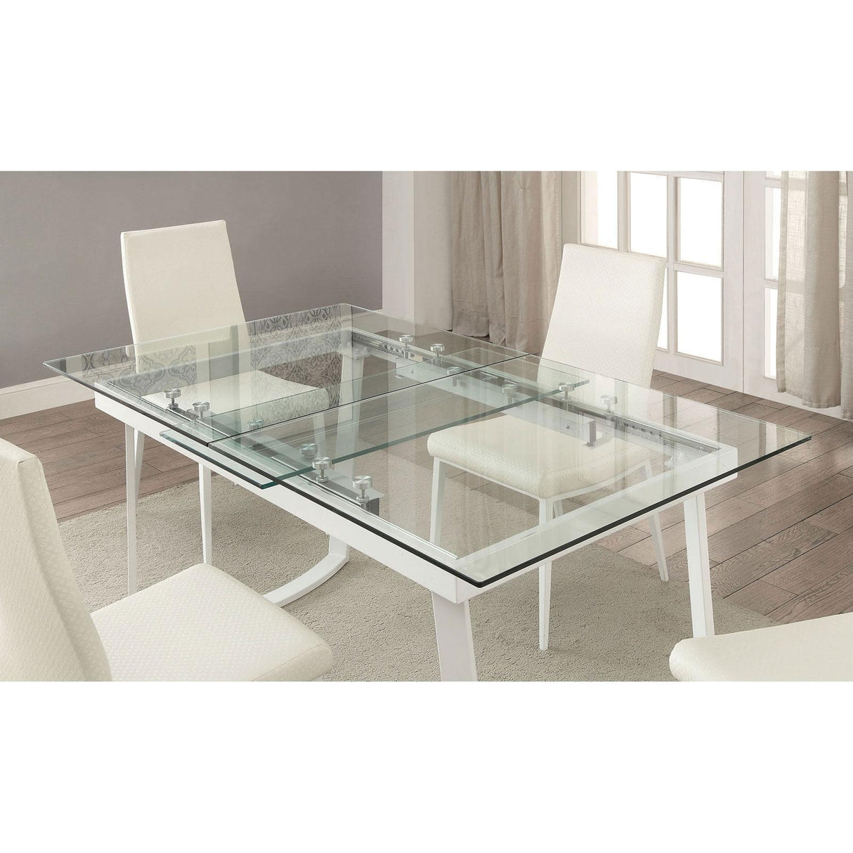 Furniture of America Miriam Dining Table with Pedestal Base CM3383WH-T-TABLE IMAGE 2