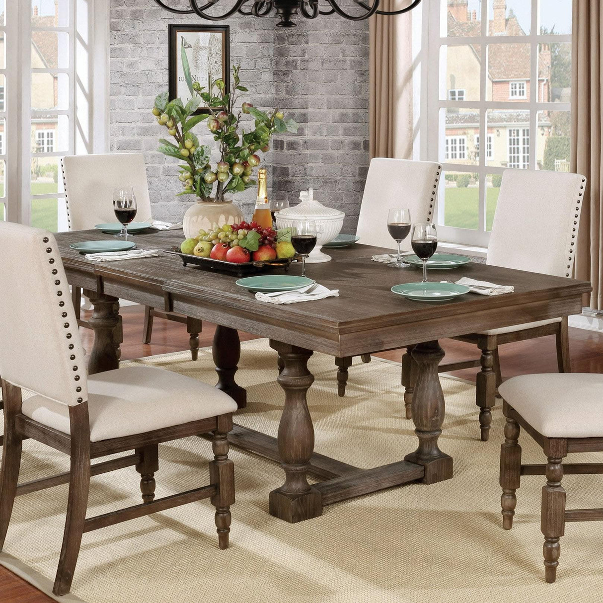 Furniture of America Roeselare Dining Table with Trestle Base CM3455T-TABLE IMAGE 1
