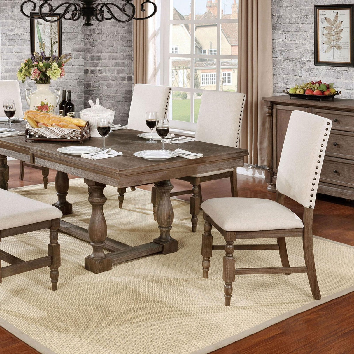 Furniture of America Roeselare Dining Table with Trestle Base CM3455T-TABLE IMAGE 2
