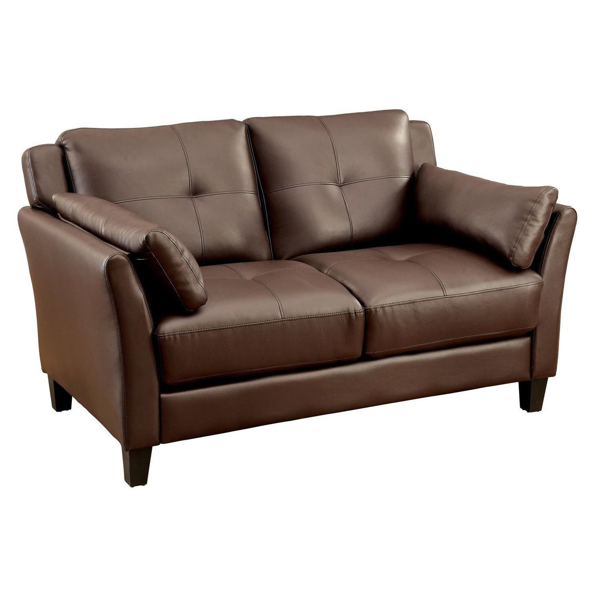 Furniture of America Pierre Stationary Leatherette Loveseat CM6717BR-LV-PK IMAGE 3