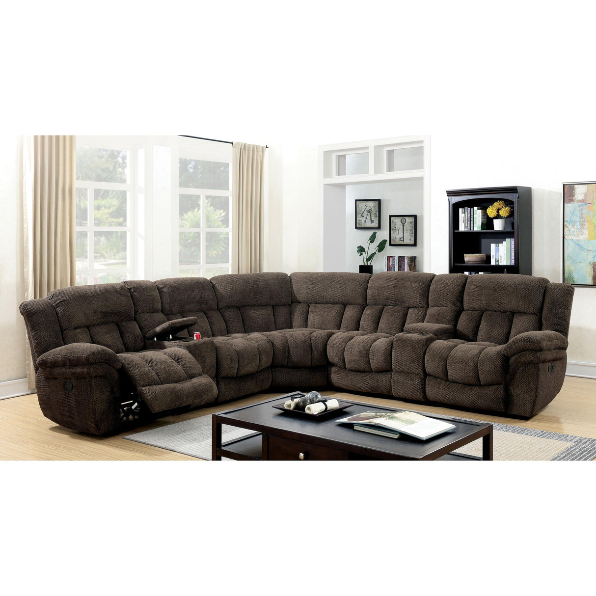 Furniture of America Irene Reclining Fabric 7 pc Sectional CM6585BR-SECT IMAGE 4