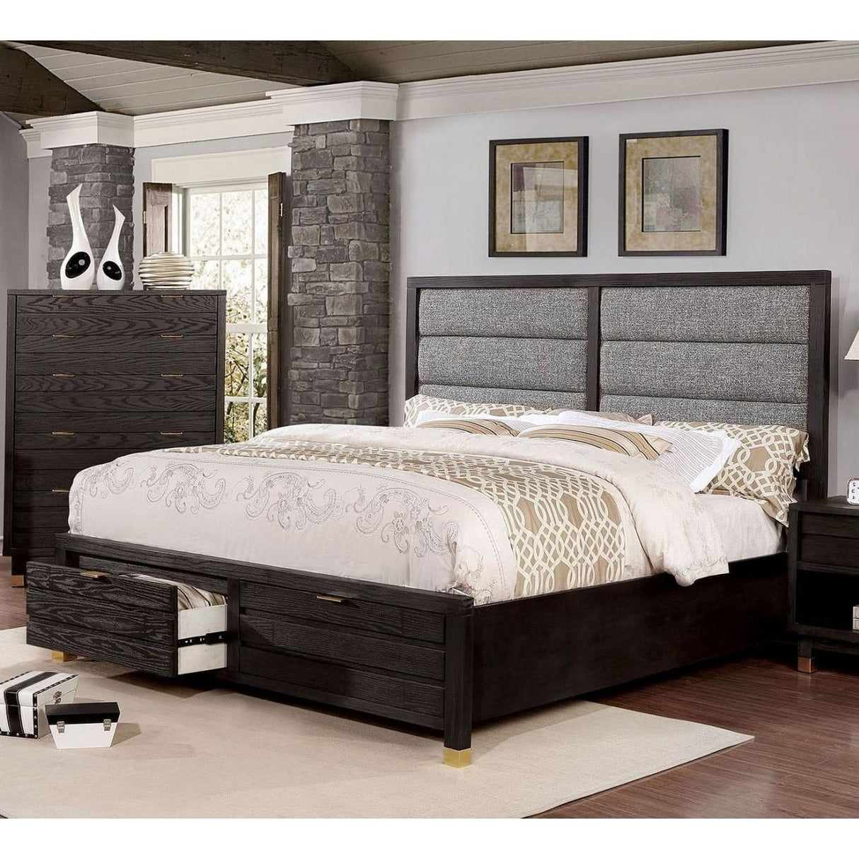 Furniture of America Bryony King Panel Bed with Storage CM7511DR-EK-BED IMAGE 4