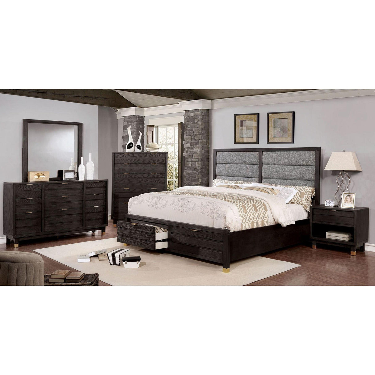 Furniture of America Bryony King Panel Bed with Storage CM7511DR-EK-BED IMAGE 5