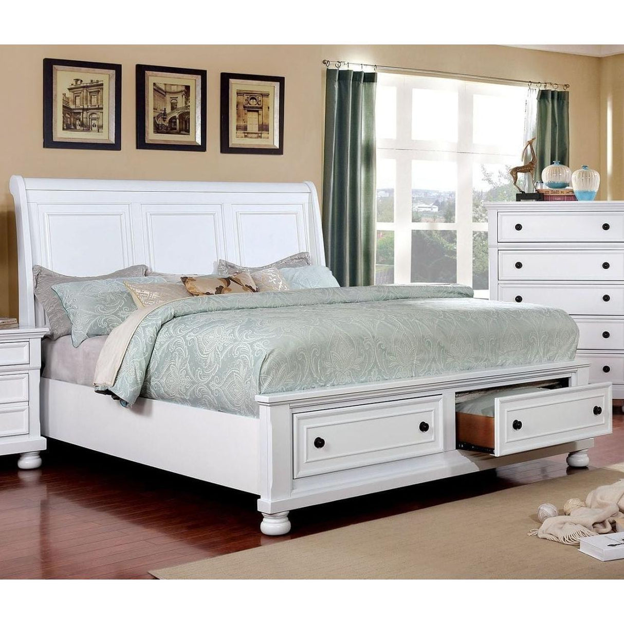 Furniture of America Castor King Platform Bed with Storage CM7590WH-EK-BED IMAGE 2
