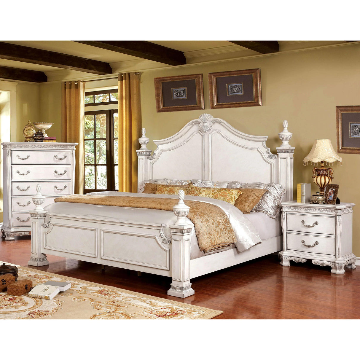 Furniture of America Hesperos Queen Poster Bed CM7798WH-Q-BED IMAGE 5