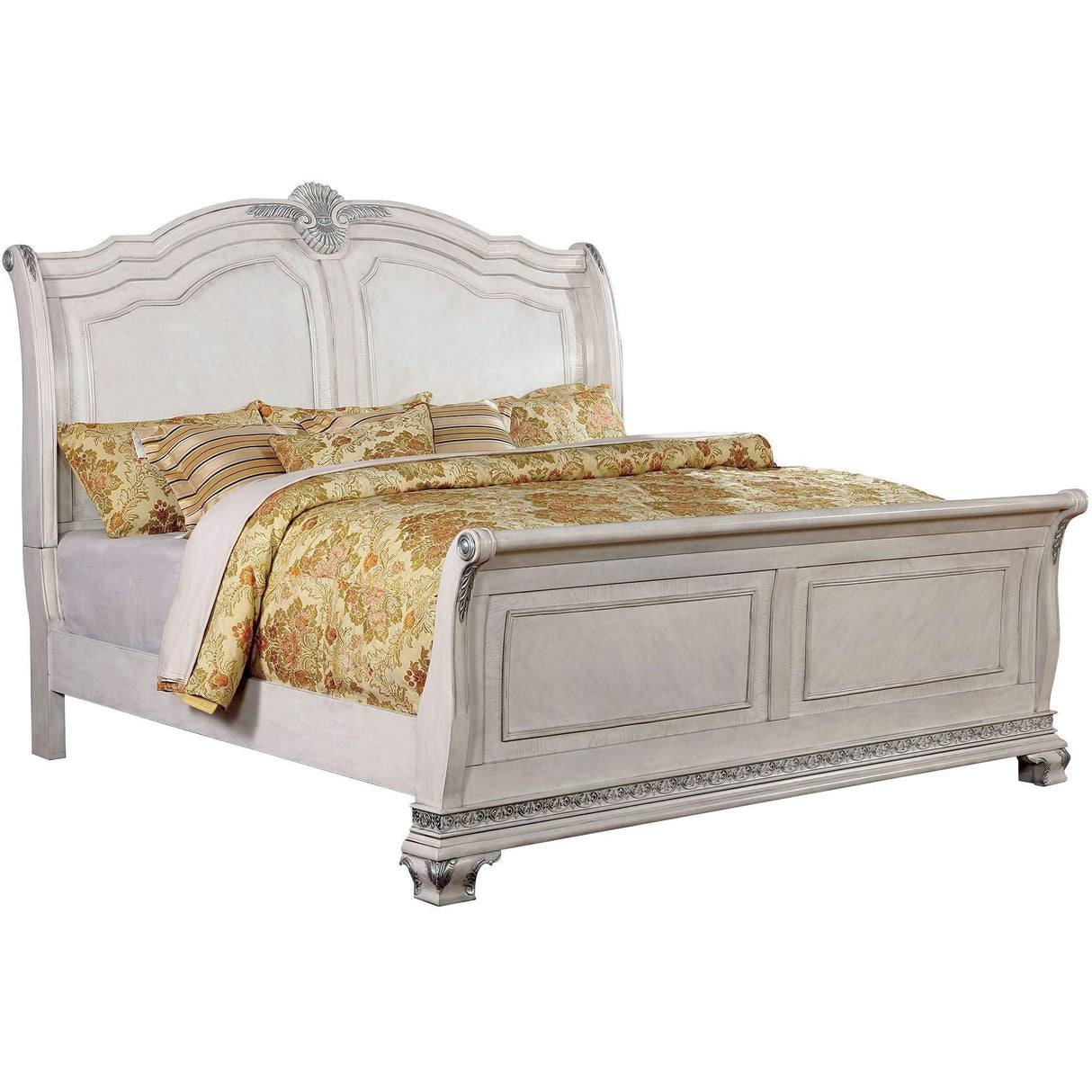 Furniture of America Isidora Queen Sleigh Bed CM7799WH-Q-BED IMAGE 1