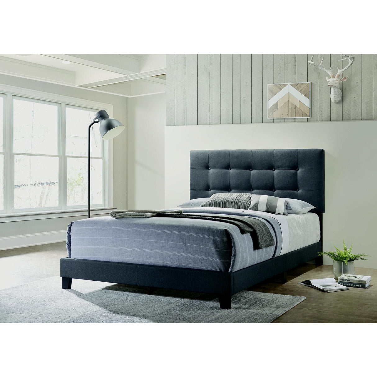 Coaster Furniture Mapes 305746F Upholstered Full Panel Bed - Charcoal IMAGE 4