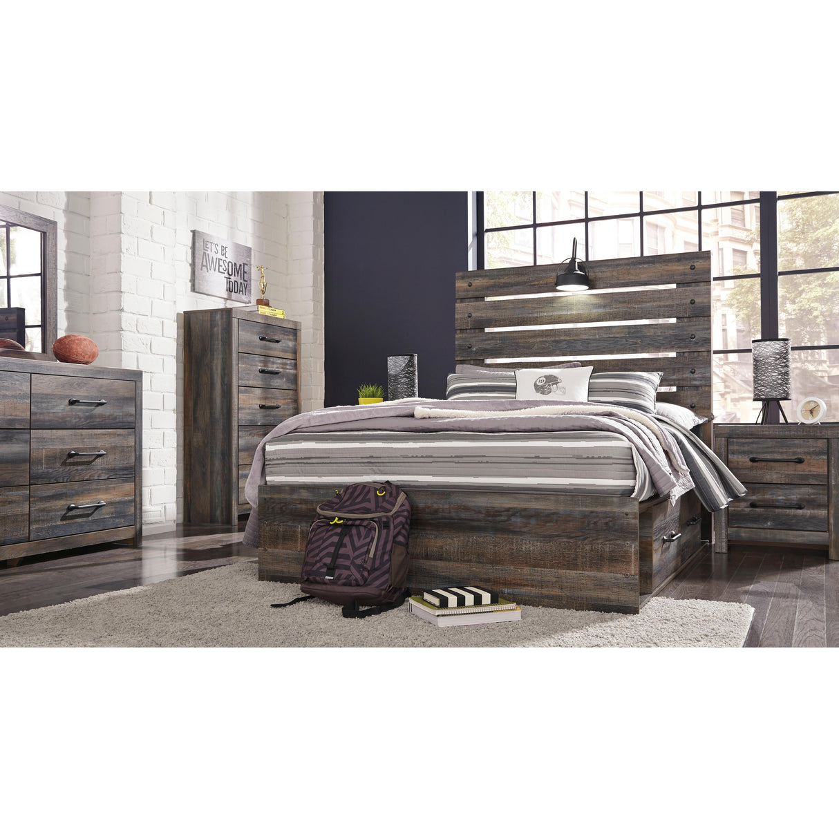 Signature Design by Ashley Drystan B211B9 Full Panel Bed with 2 Storage Drawers IMAGE 4