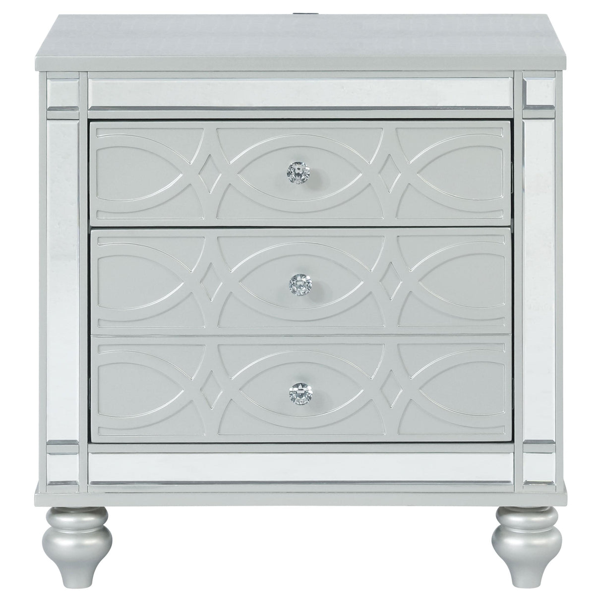 Coaster Furniture Gunnison 223212 2-Drawer Nightstand - Silver Metallic IMAGE 2