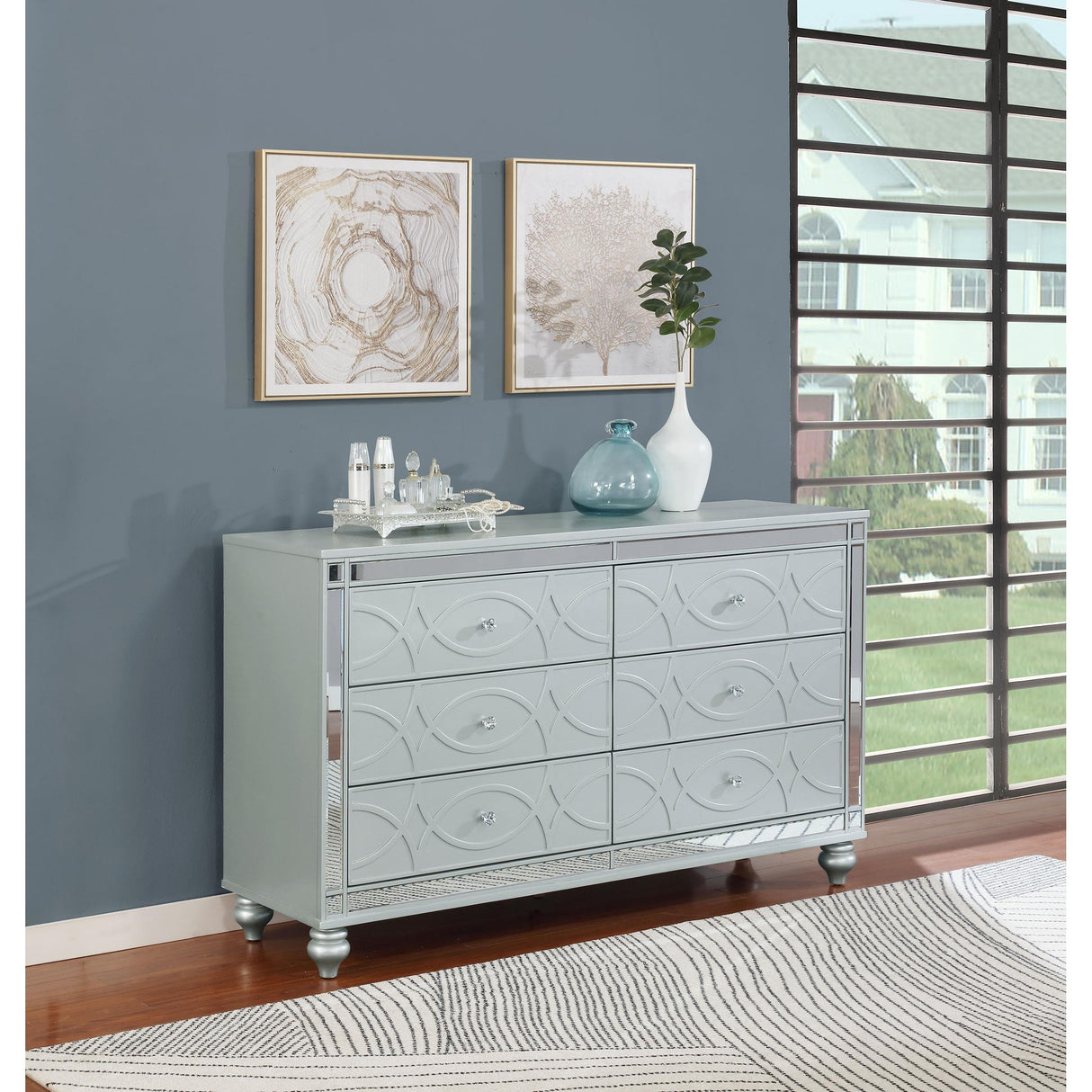 Coaster Furniture Gunnison 223213 6-Drawer Dresser - Silver Metallic IMAGE 9