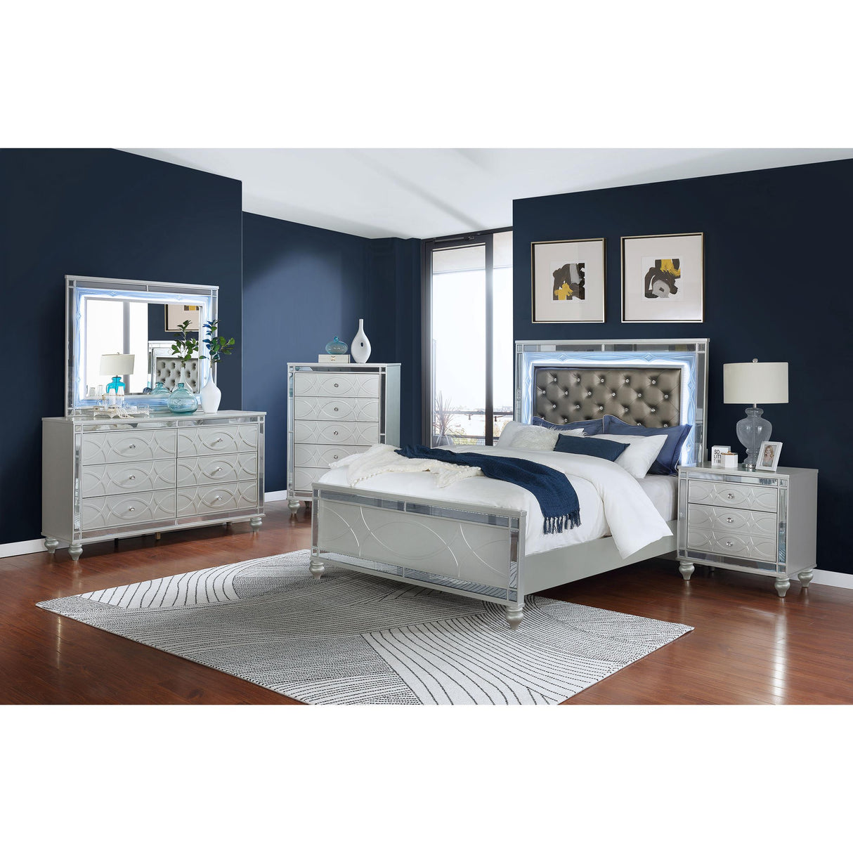 Coaster Furniture Gunnison 223215 5-Drawer Bedroom Chest - Silver Metallic IMAGE 10