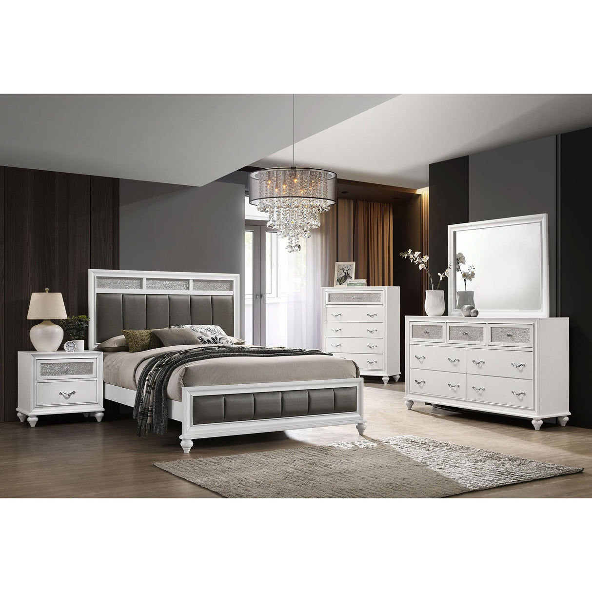 Coaster Furniture Barzini 205891KE Wood Eastern King Panel Bed - White IMAGE 7